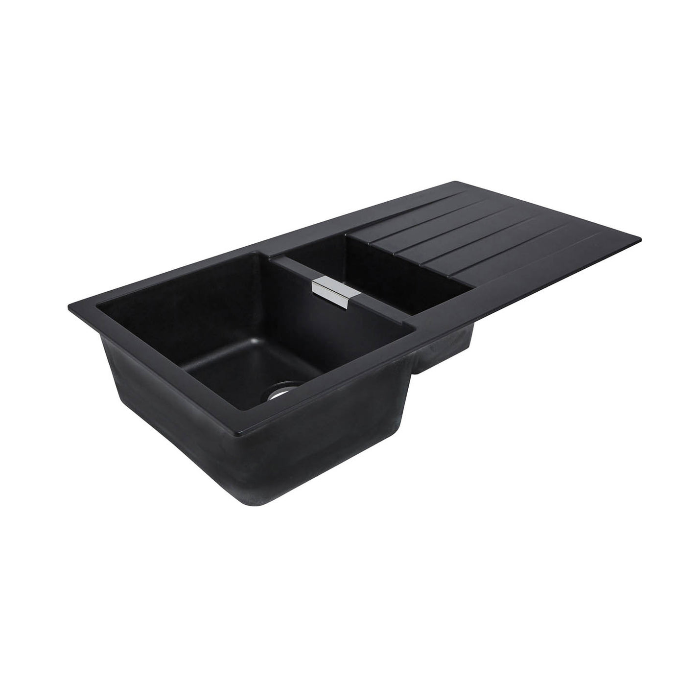 Cooke & Lewis Kitchen Sink 1.5 Bowl Black Composite Quartz Reversible Modern - Image 2