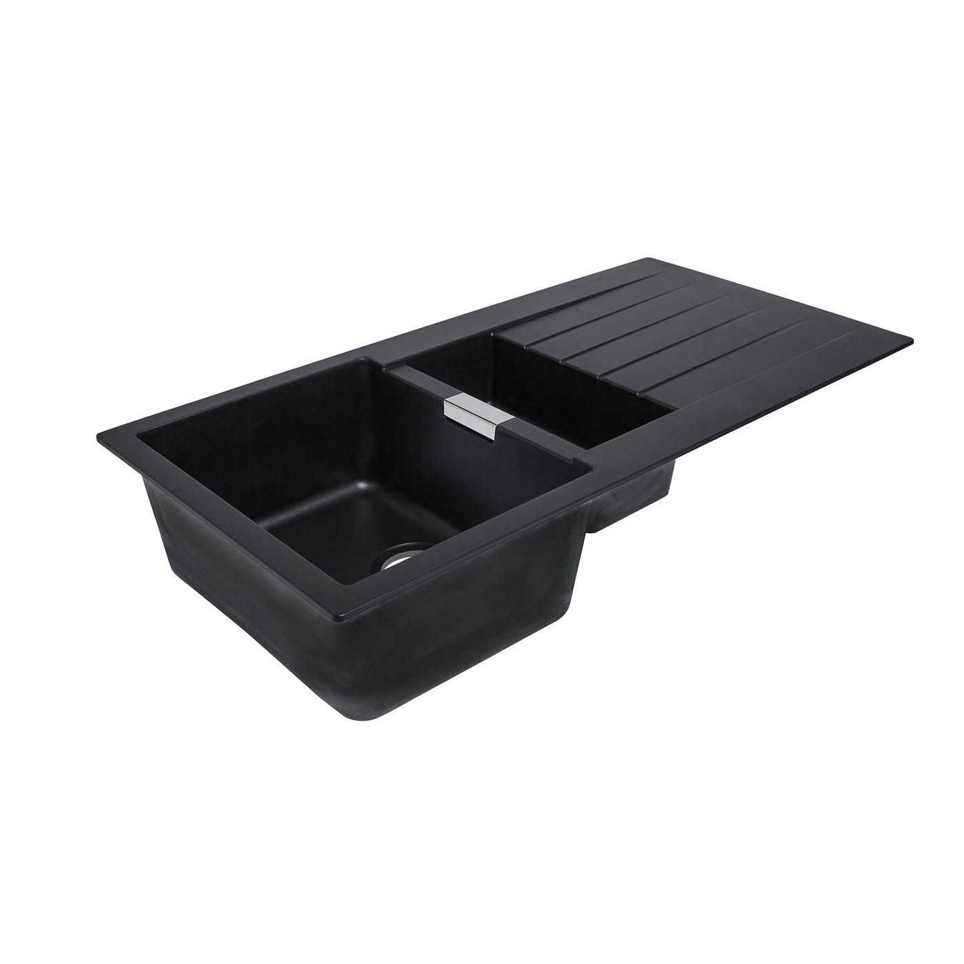 Cooke & Lewis Kitchen Sink 1.5 Bowl Black Composite Quartz Reversible Modern - Image 2
