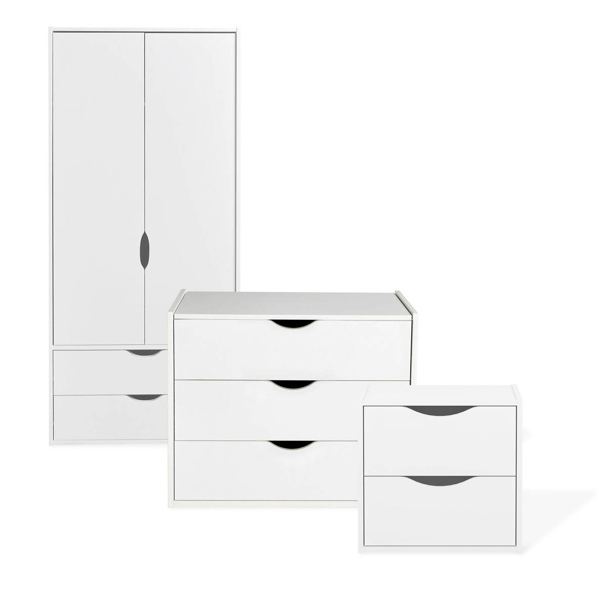 Hartnett Bedside Cabinet Chest 2 Drawer White Modern (H)435 (W)450 (D)388mm - Image 2