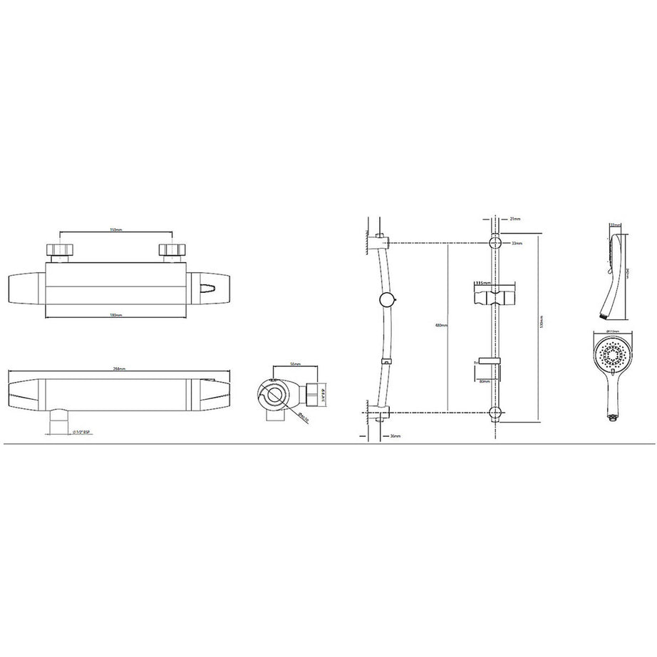 Triton Mixer Shower Thermostatic Chrome Effect Rear Fed Round Head Soap Dish - Image 2