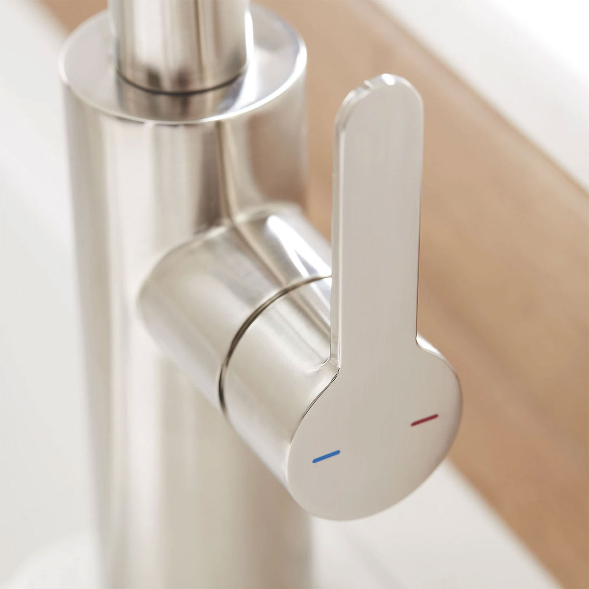 Kitchen Sink Tap Mixer Nickel Effect Single Lever Swivel Spout Modern Faucet - Image 8
