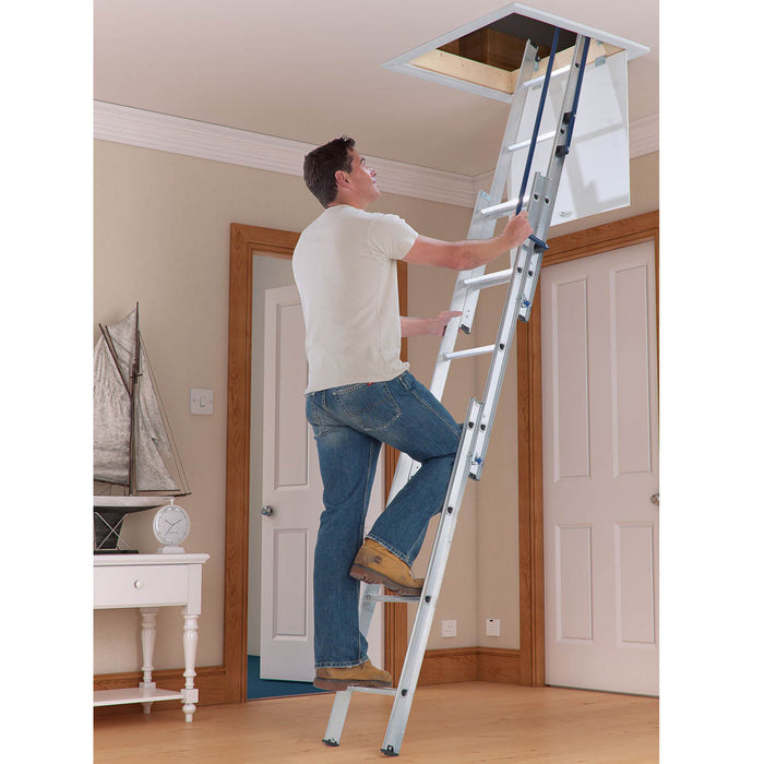 Mac Allister Loft Ladder Aluminium 3 Section 12 Tread Tilt & Turn Right - Image 3