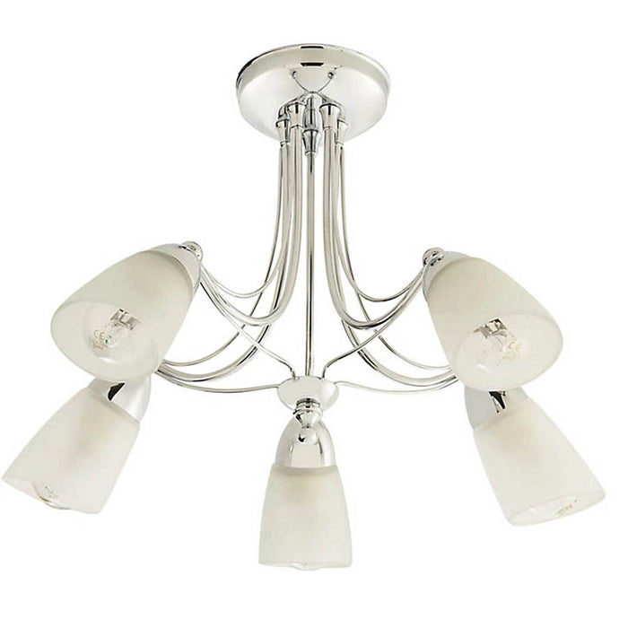 Ceiling Light 5 Way Modern Stylish Chrome Effect Frosted Glass Shades Any Room - Image 1