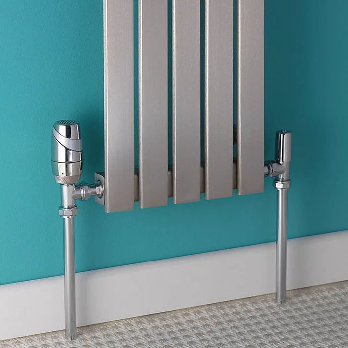 Terrier Decor Thermostatic Radiator Valve 632362 Silver Chrome Plated Angled - Image 2