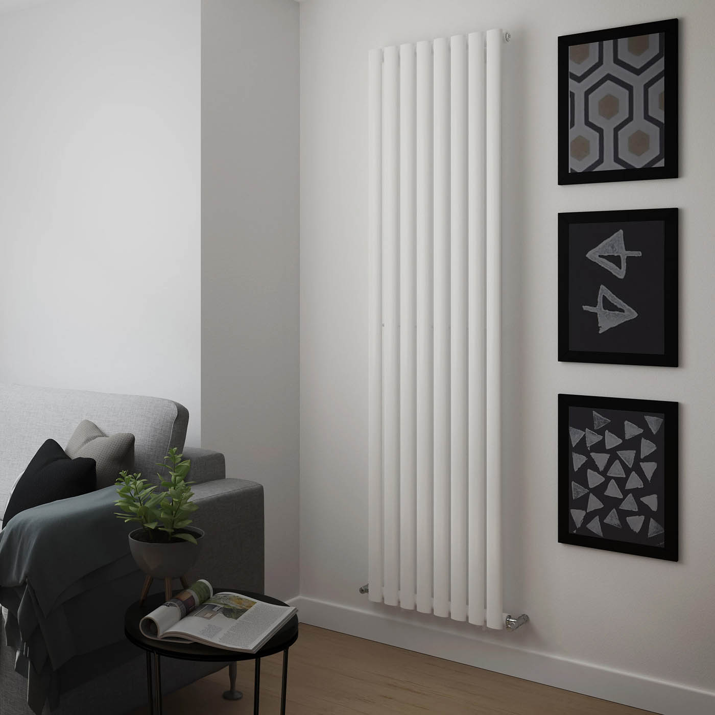 Blyss Designer Radiator Wickham White Vertical 3339BTU (W)480 x (H)1800mm - Image 1