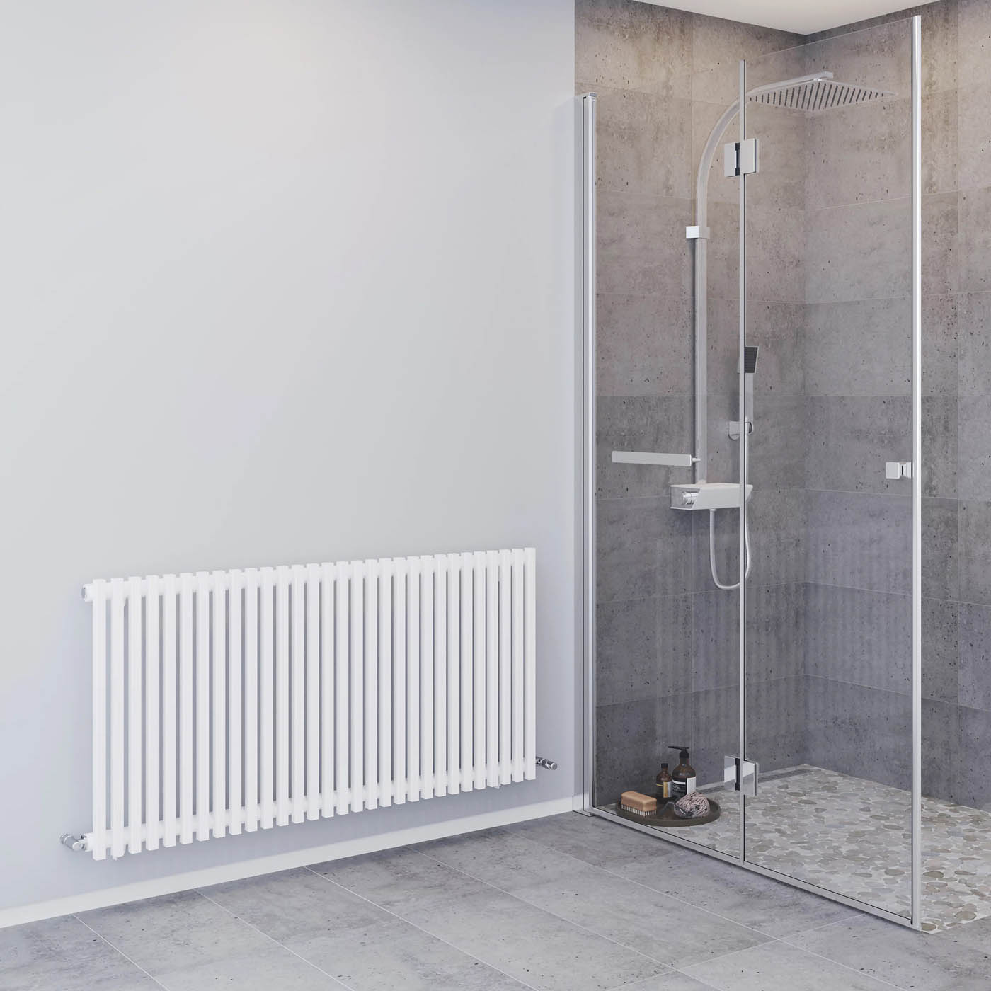 Blyss Designer Radiator White Horizontal Steel Modern Indoor (H)60x(W)120cm - Image 1
