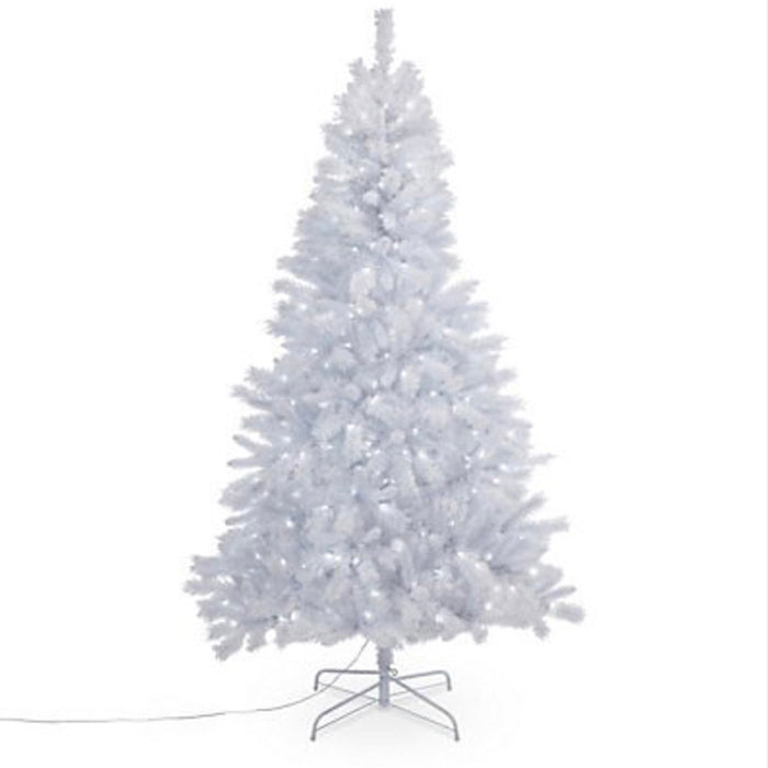 Artificial Christmas Tree 7ft LED Ice White Pre-lit Flocked Effect  (H)2.13m - Image 1