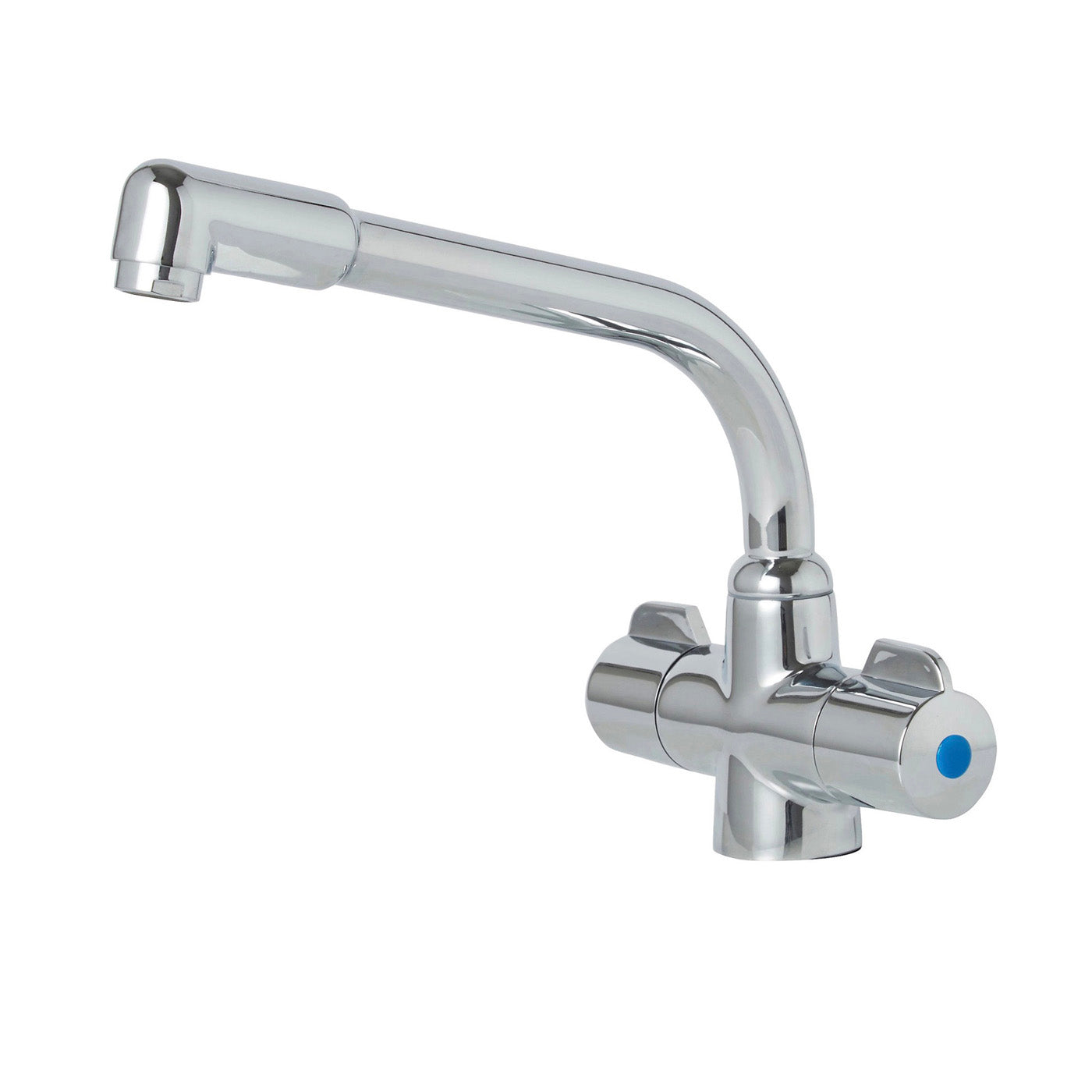 Kitchen Tap Monobloc Mixer Chrome Double Lever Swivel Spout Modern Faucet - Image 1