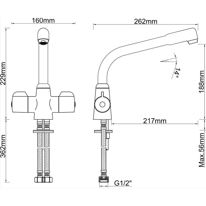 Lofoi Monobloc Tap Chrome Effect Brass Kitchen Tap Single-Hole - Image 4