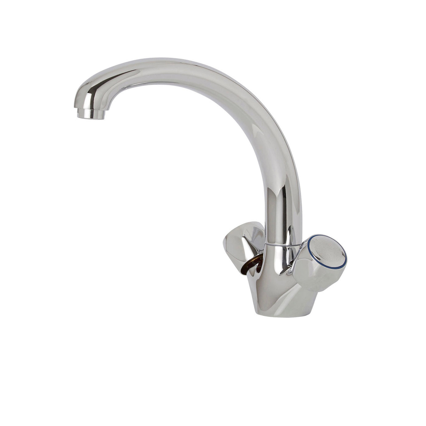 Kitchen Tap Monobloc Mixer Chrome Dual Lever Swivel Spout Modern Faucet - Image 1