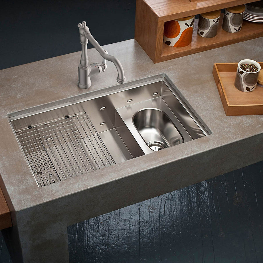 Kitchen Mixer Tap Faucet Side Lever Nickel Effect Swivel Spout Antique - Image 6