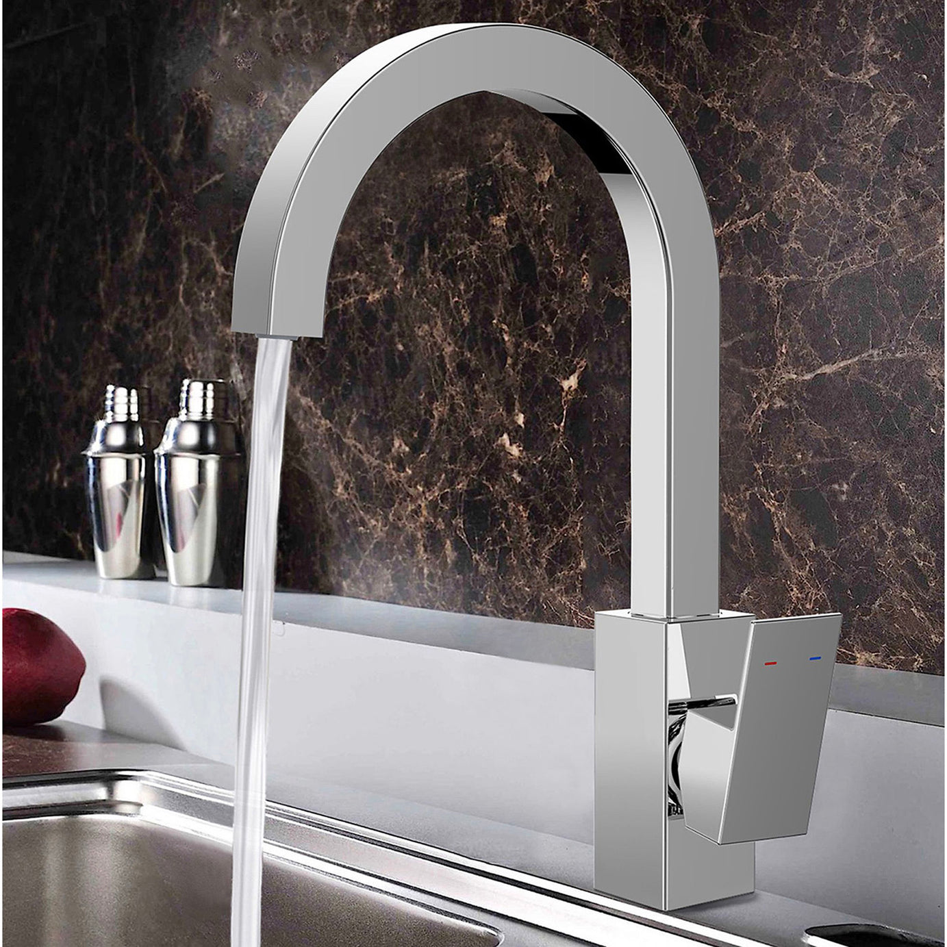 Kitchen Tap Mixer Chrome Single Lever Brass Swivel Spout Modern Faucet - Image 5