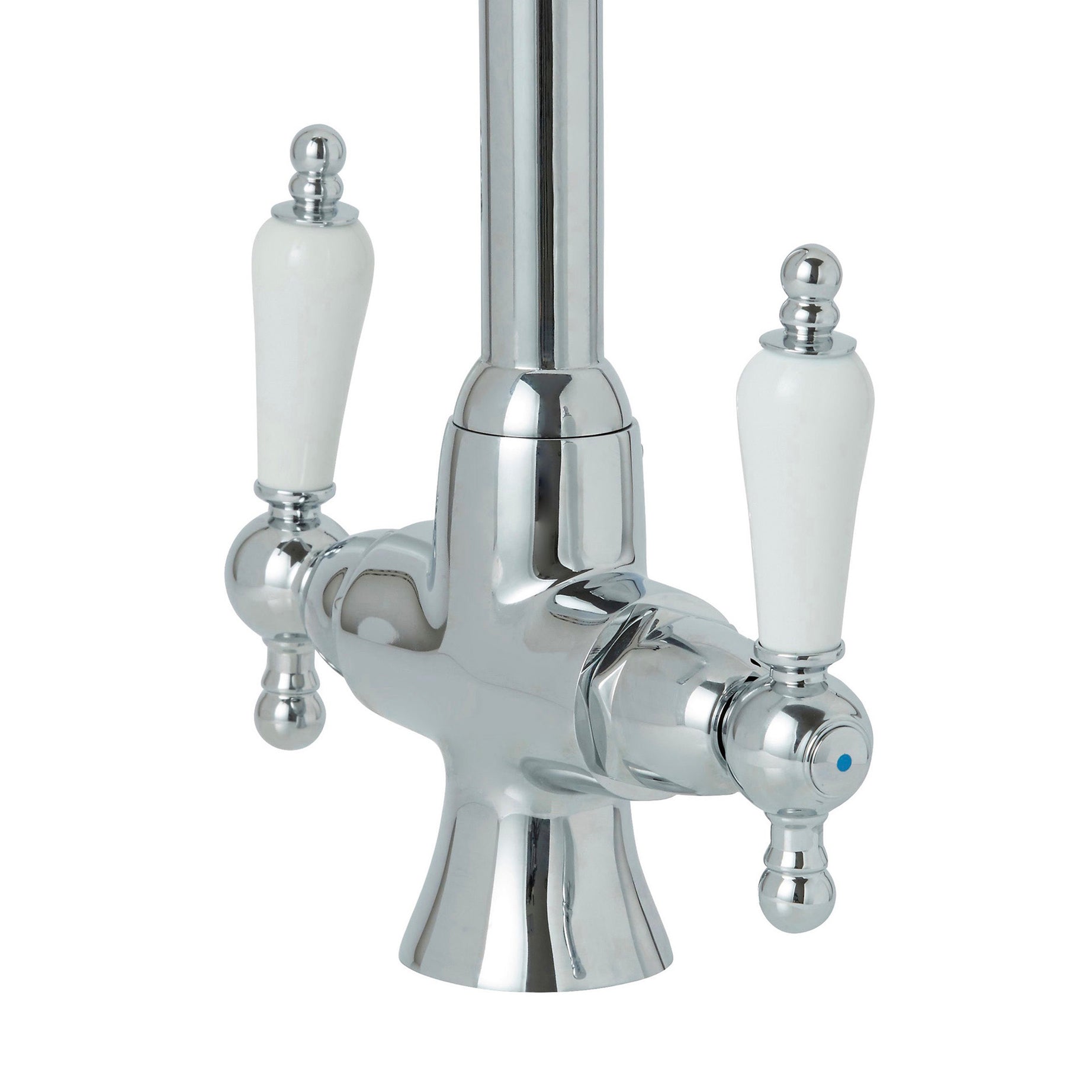 Cooke & Lewis Kitchen Twin Lever Tap Apsley Chrome Effect 372x184x220mm - Image 1