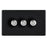LED Dimmer Switch 3 Gang 2 Way Flat Plate Push-On/Off Rotary Black Screwless - Image 2