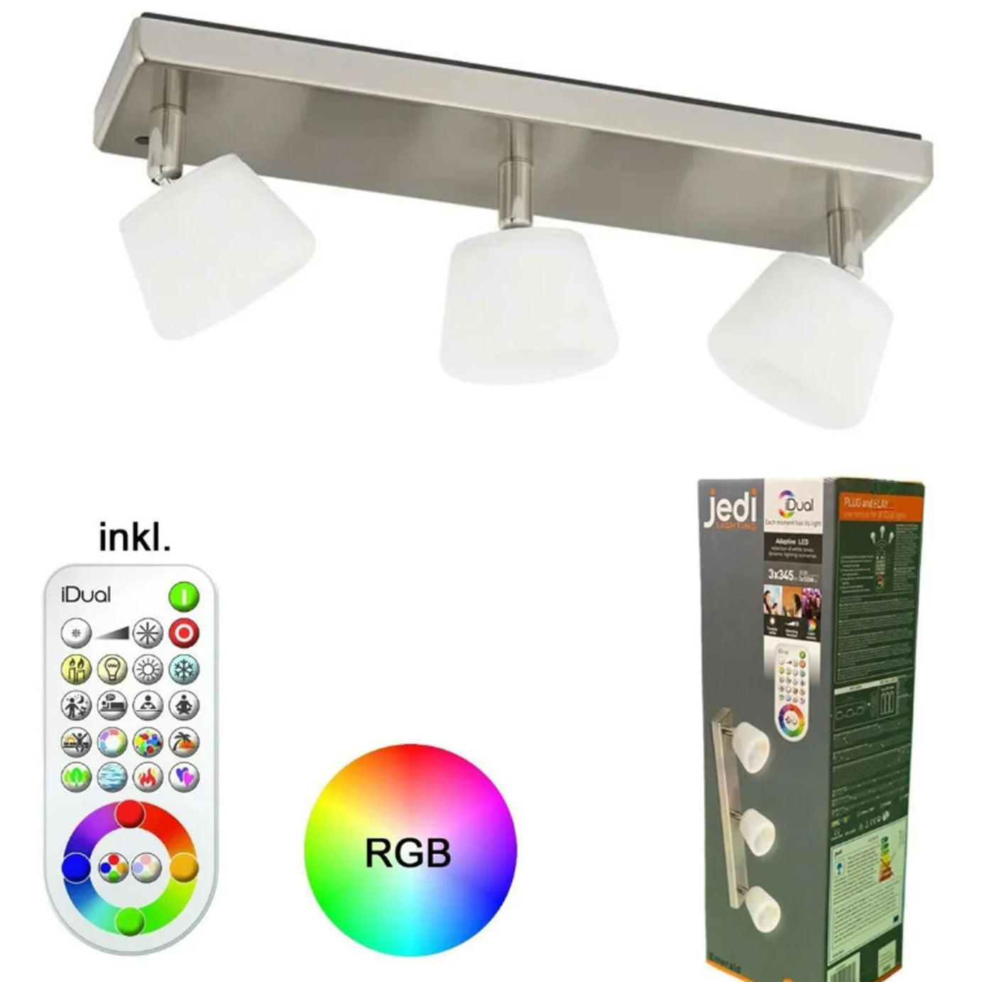 LED Ceiling Spotligth 3 Way Adjustable iDual 345 Lm Nickel Modern Remote Control - Image 1