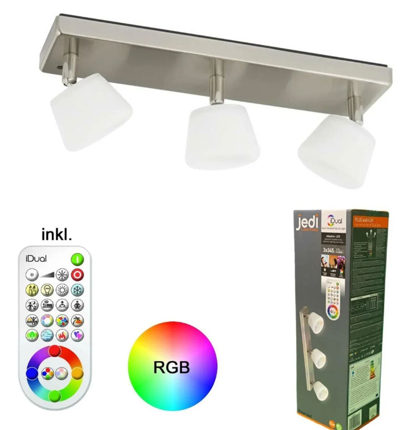 LED Ceiling Spotligth 3 Way Adjustable iDual 345 Lm Nickel Modern Remote Control - Image 1