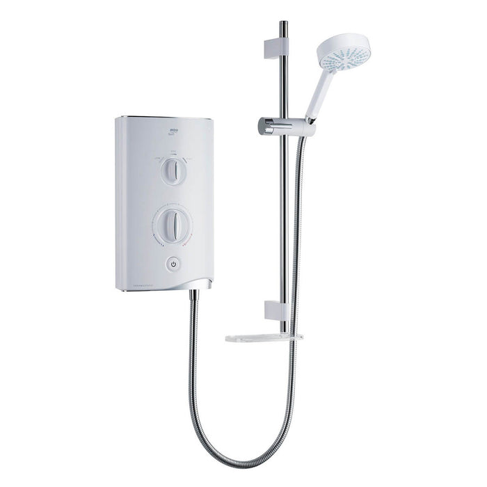 Mira Electric Shower Thermostatic White Chrome 4 Spray Pattern Round 9kW - Image 1