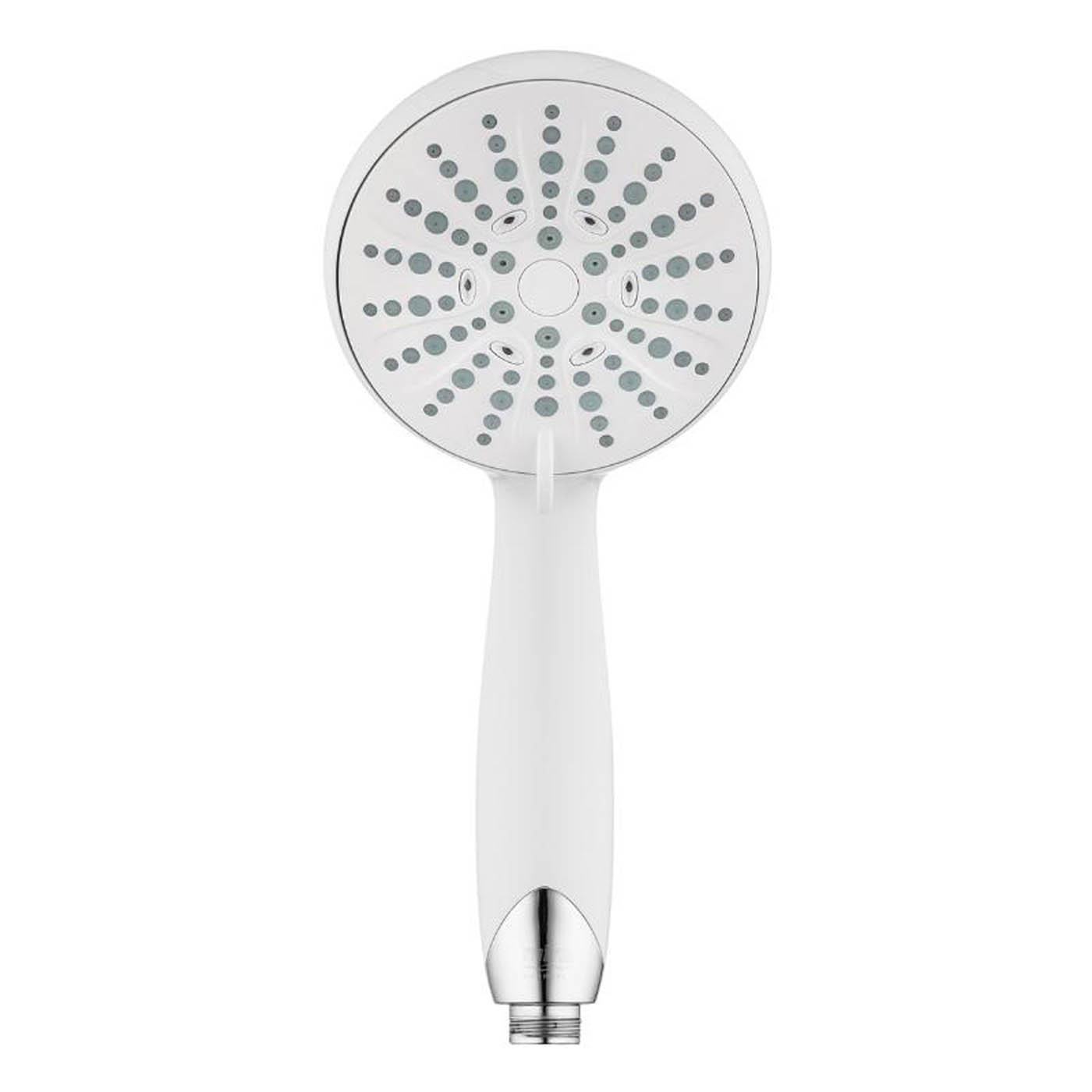 Mira Shower Head White Round Universal 4 Spray Settings Rub-Clean Nozzles 110mm - Image 1