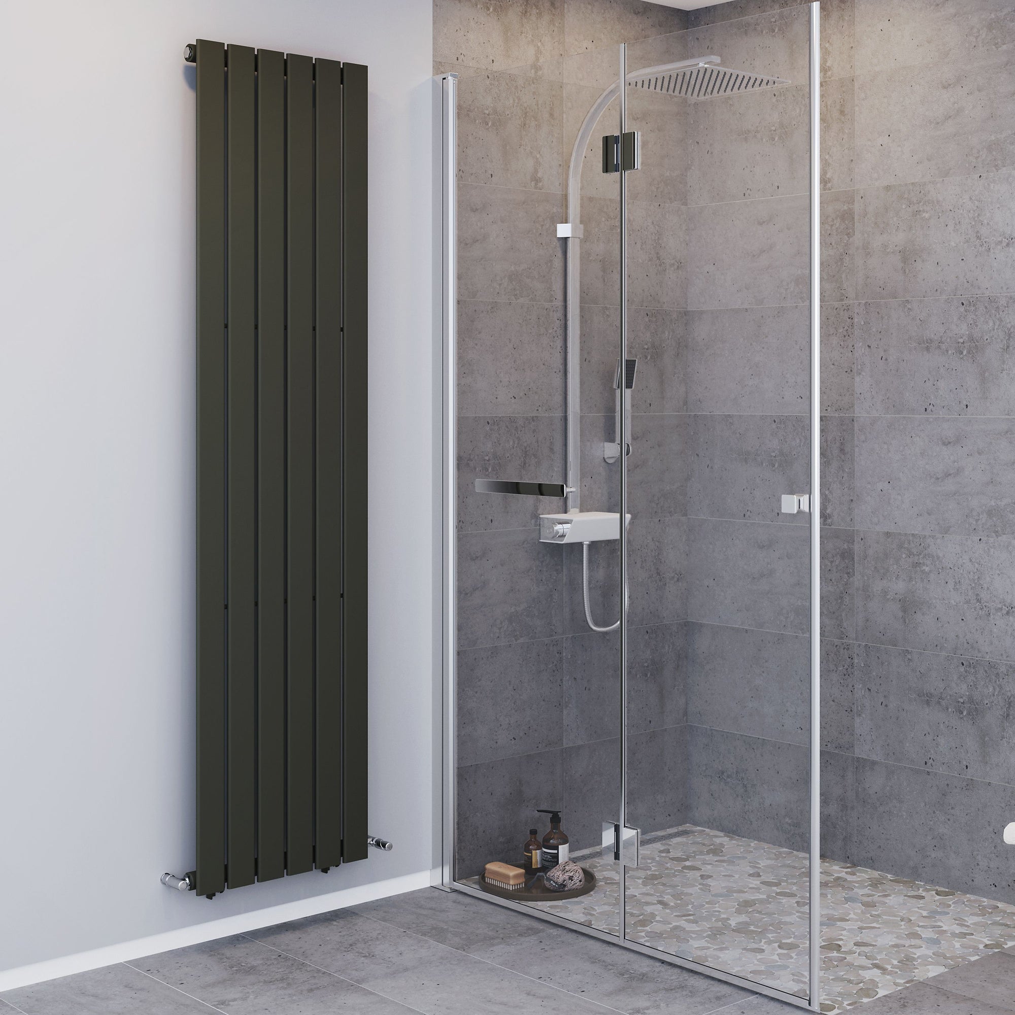 Blyss Faringdon Vertical Designer Radiator Anthracite 452x1800mm 2598BTU - Image 2