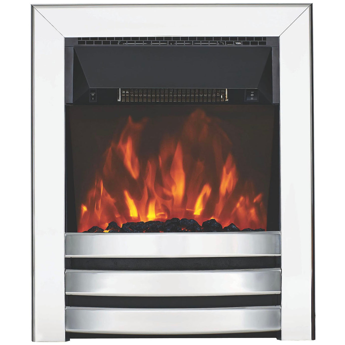Focal Point Electric Fire 2kW Heater Fireplace Chrome Coal Effect Remote Control - Image 1