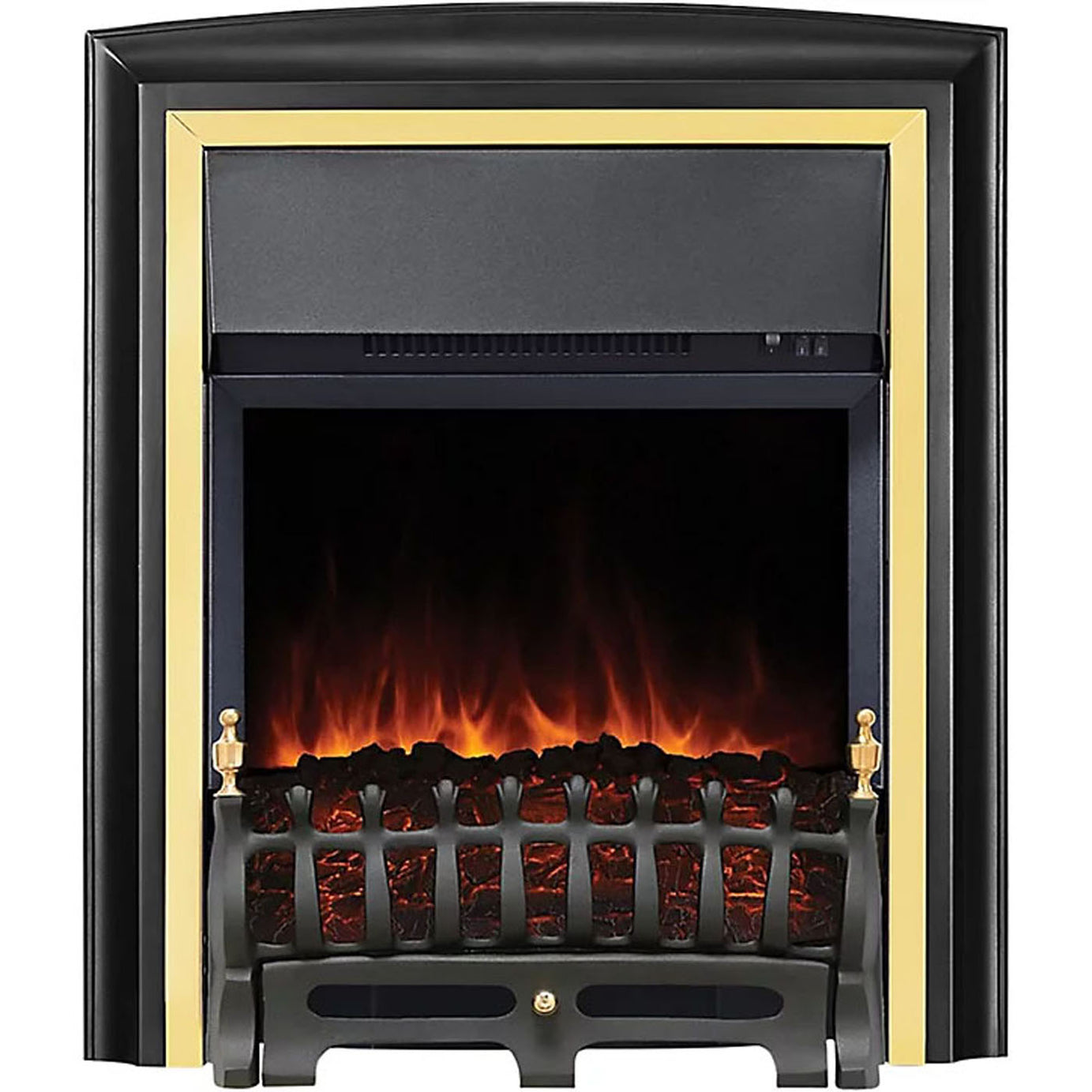 Electric Fireplace Inset 2kW Heater LED Flame Effect Brass Black Remote Control - Image 3