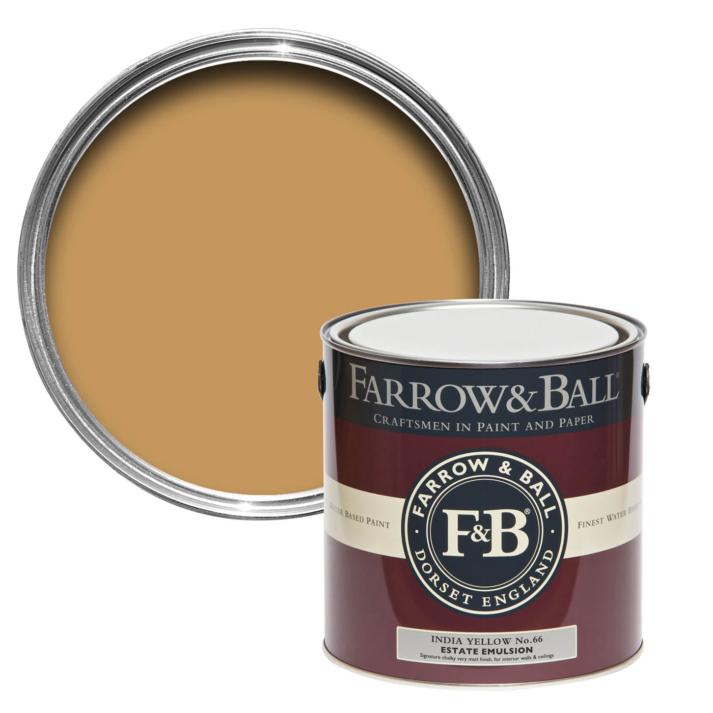 Farrow & Ball Emulsion Paint Estate India Yellow No.66 Matt Wall Ceiling 2.5L - Image 1
