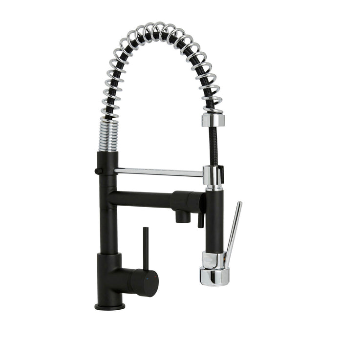 Cooke & Lewis Spring Neck Tap Bilbrough Black Kitchen Mixer Side Lever - Image 1