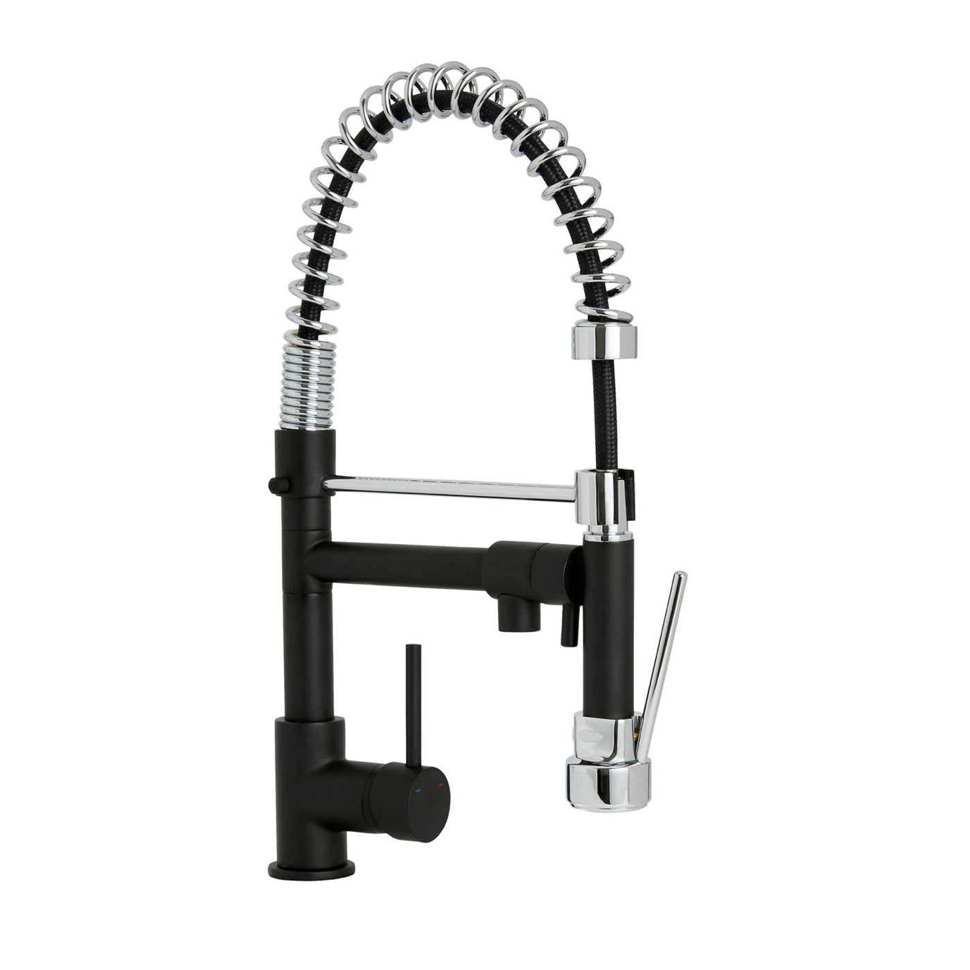 Kitchen Sink Tap Mixer Matt Black Single Side Lever Spring Neck Modern Faucet - Image 1