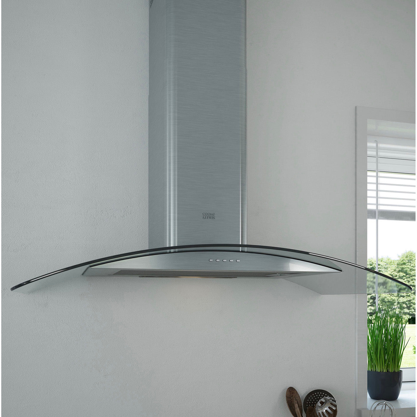 Kitchen Cooker Hood Curved CLCGS90 Inox Stainless Steel Extractor Fan 90cm - Image 1