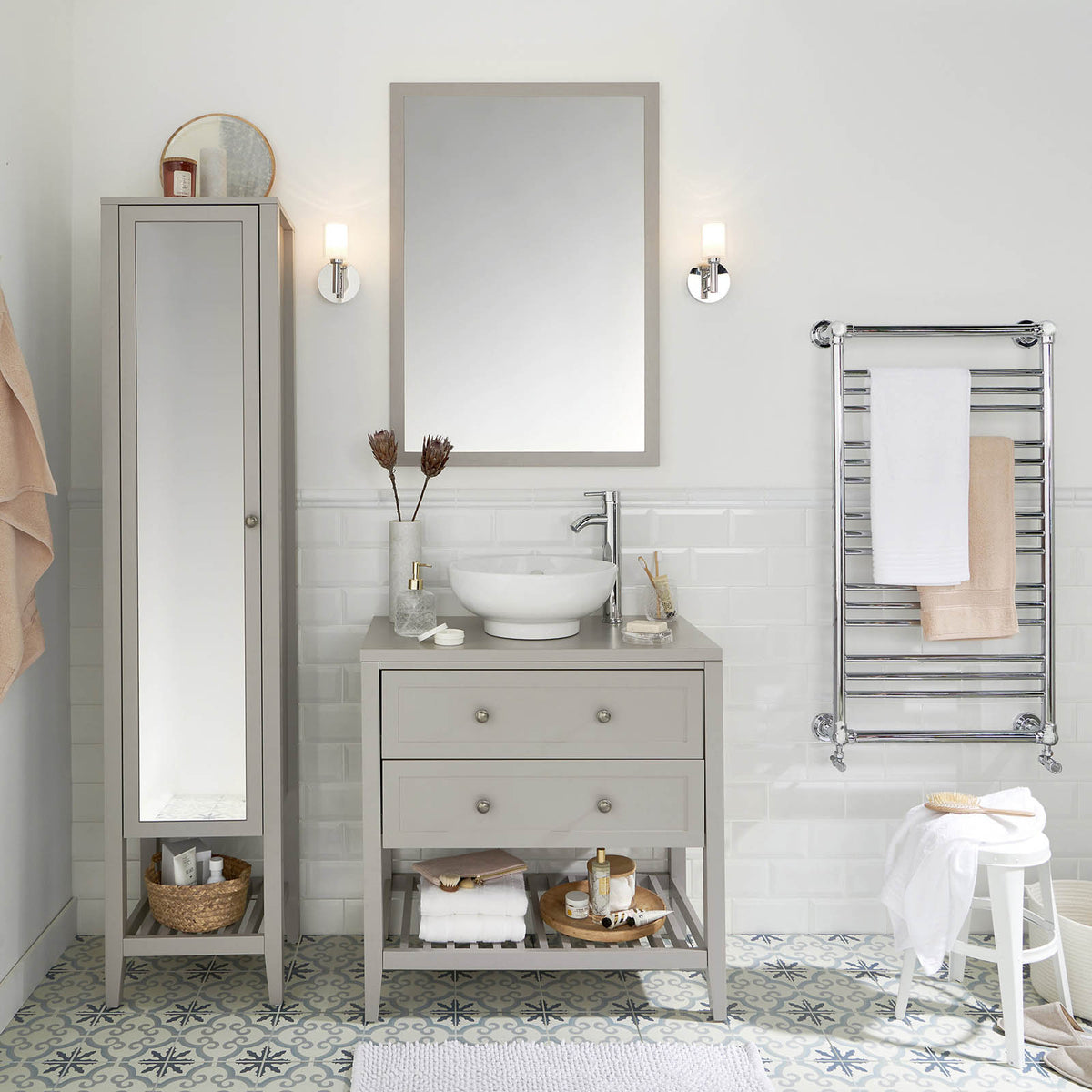Bathroom Vanity Unit Perma Satin Grey Freestanding Storage Cabinet Furniture - Image 2