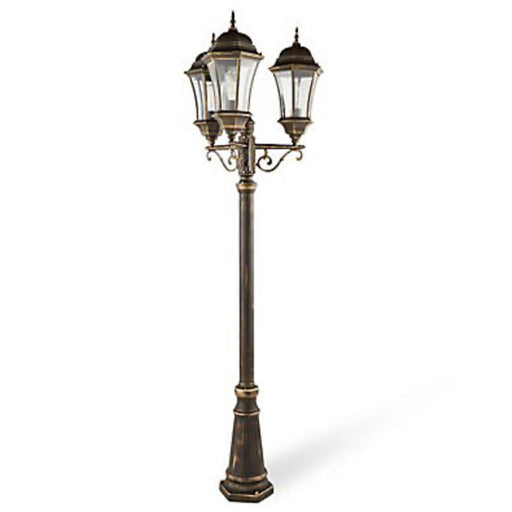 Garden Lamp Post Richelieu 3 Lights Brushed Gold Effect Mains-powered 102 inches - Image 1