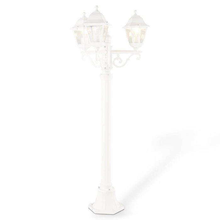 Post Lantern White Aluminium 3 Lamp Halogen Dimmable Outdoor E27 60W (H)2080mm - Image 2