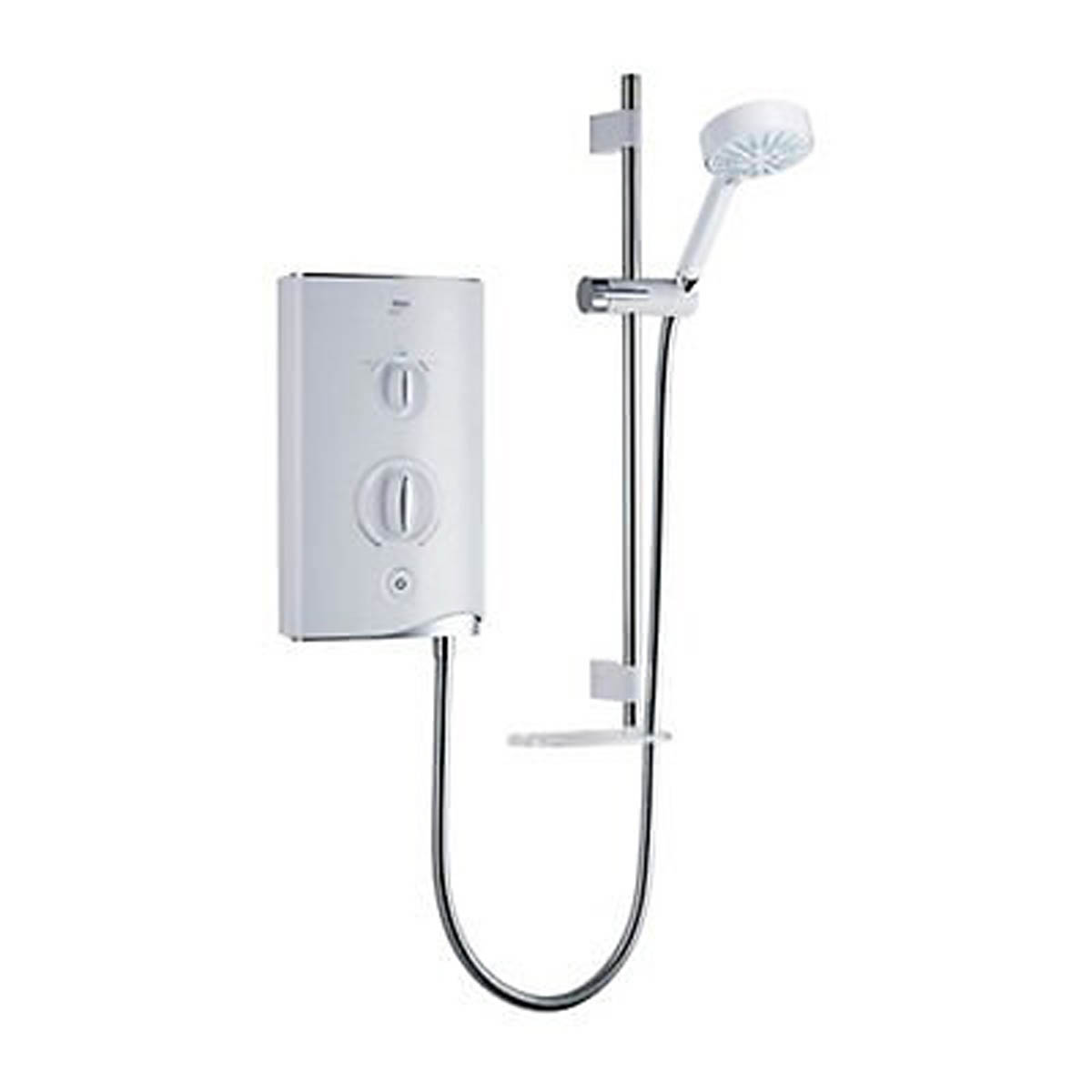 Mira Electric Shower Sport Manual White Chrome Effect Compact Round Head 7.5kW - Image 1