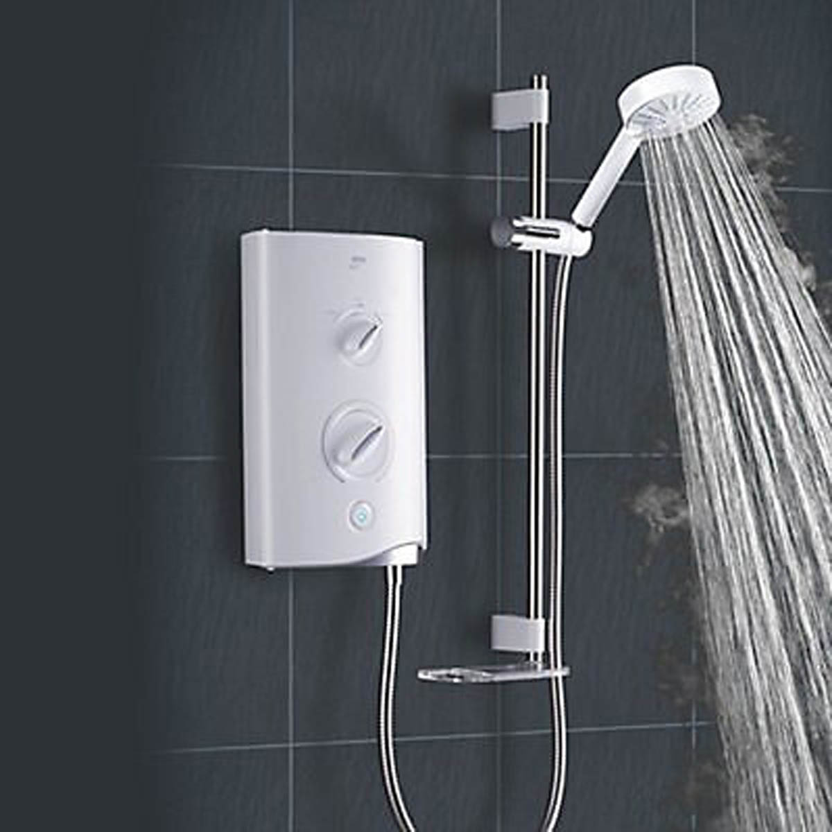 Mira Electric Shower Sport Manual White Chrome Effect Compact Round Head 7.5kW - Image 3
