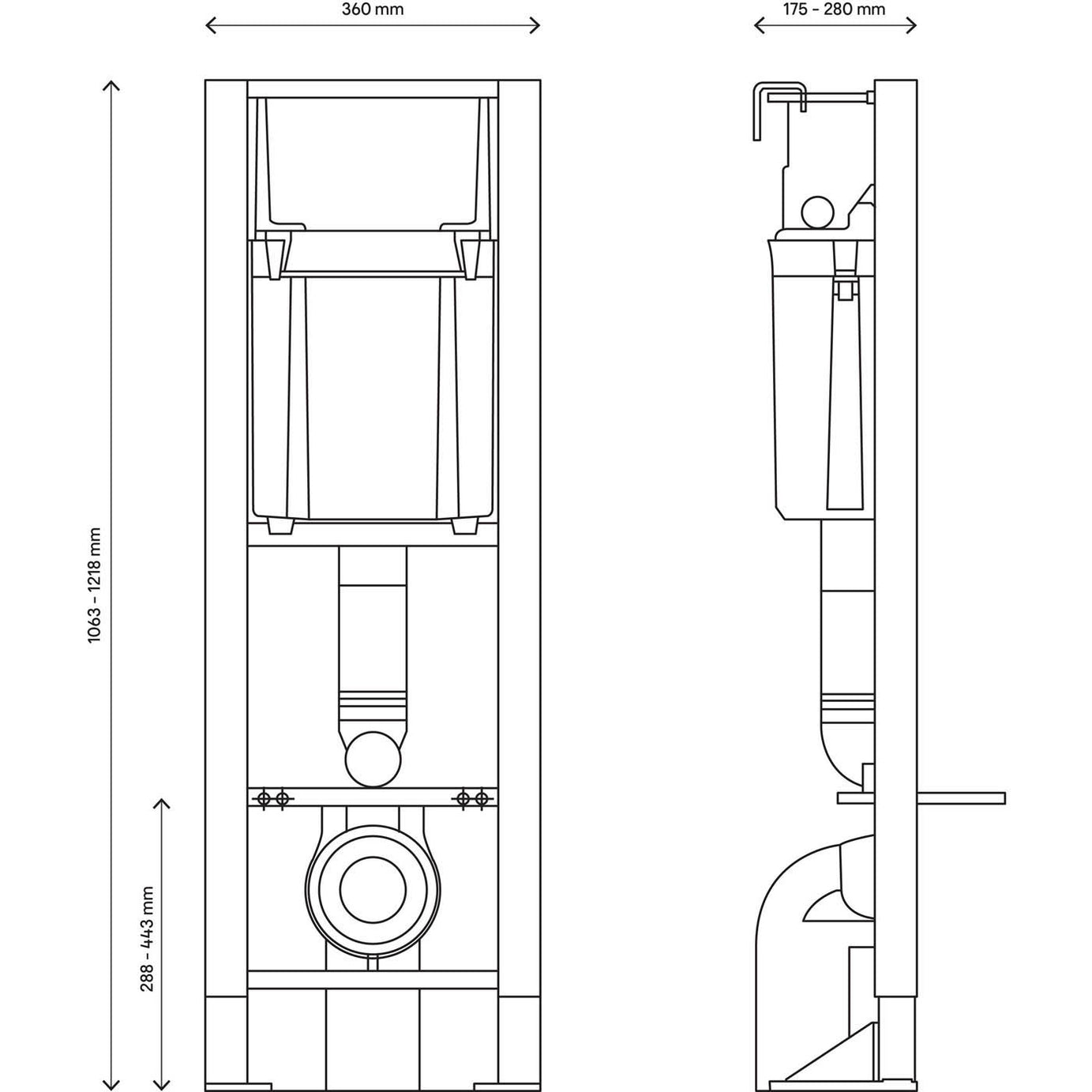 Zagar Concealed Toilet Cistern Wall Hung Frame Bathroom WC Grey (H)121.8cm - Image 2