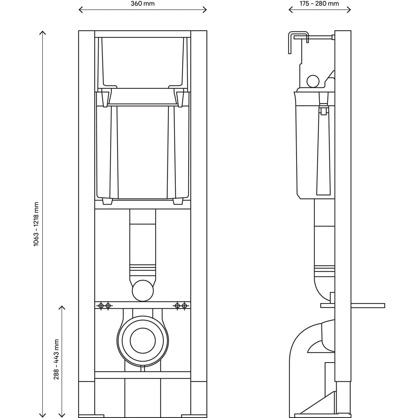 Zagar Concealed Toilet Cistern Wall Hung Frame Bathroom WC Grey (H)121.8cm - Image 2