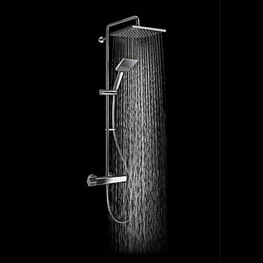 Mira Mixer Shower Thermostatic Brass Chrome Effect Square Dual Head Rainfall - Image 2