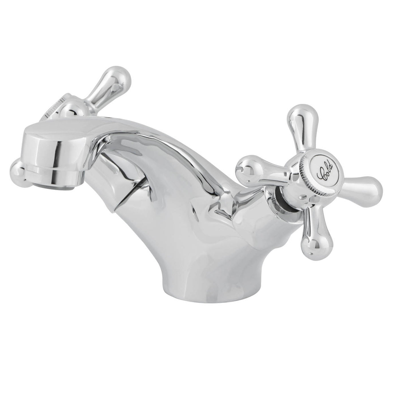 Bathroom Basin Tap Mono Bloc Mixer Chrome Dual Lever Waste ¼ Turn Traditional - Image 1