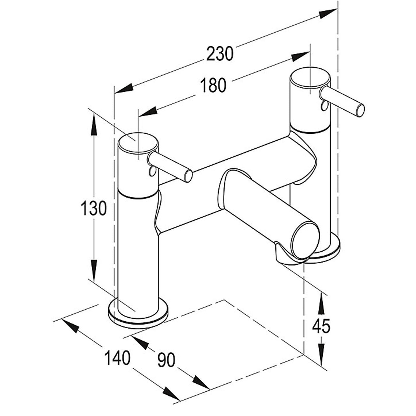 Bath Filler Tap Mixer Chrome ¼ Turn Operation Ceramic Cartridge Bathroom - Image 3