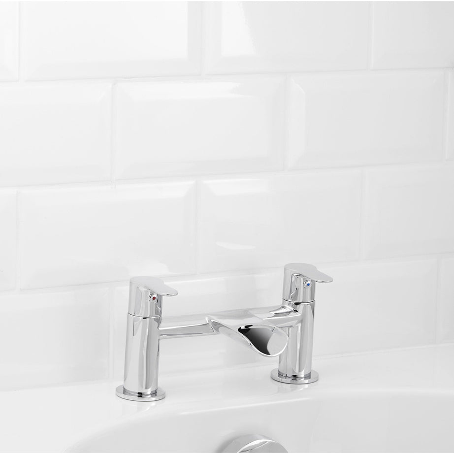Bath Filler Tap Mixer Chrome Dual Lever Ceramic Cartridge Modern Faucet - Image 4