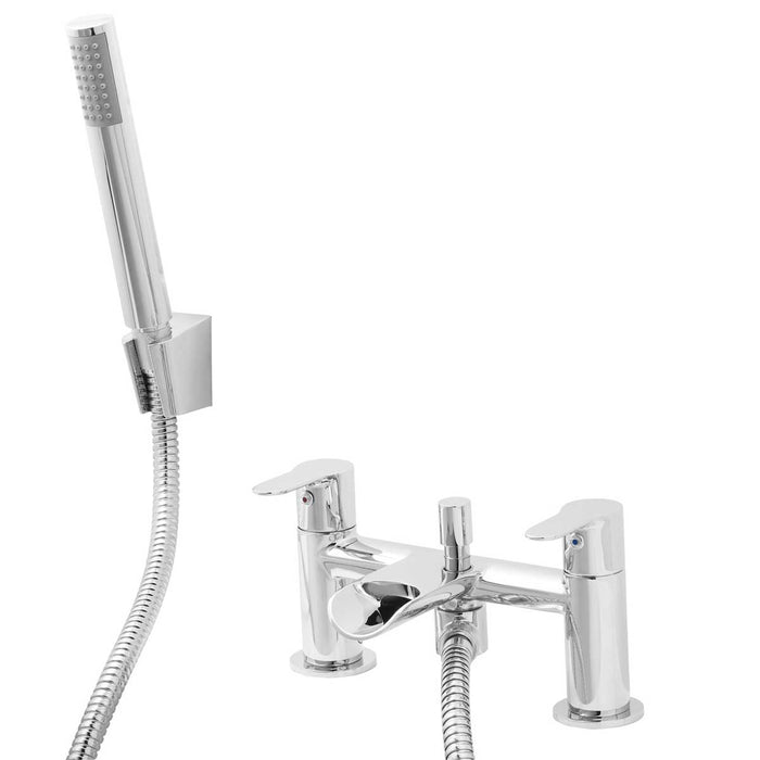 Bath Shower Mixer Tap Filler Ceramic Brass Dual Lever Modern Round Head - Image 2