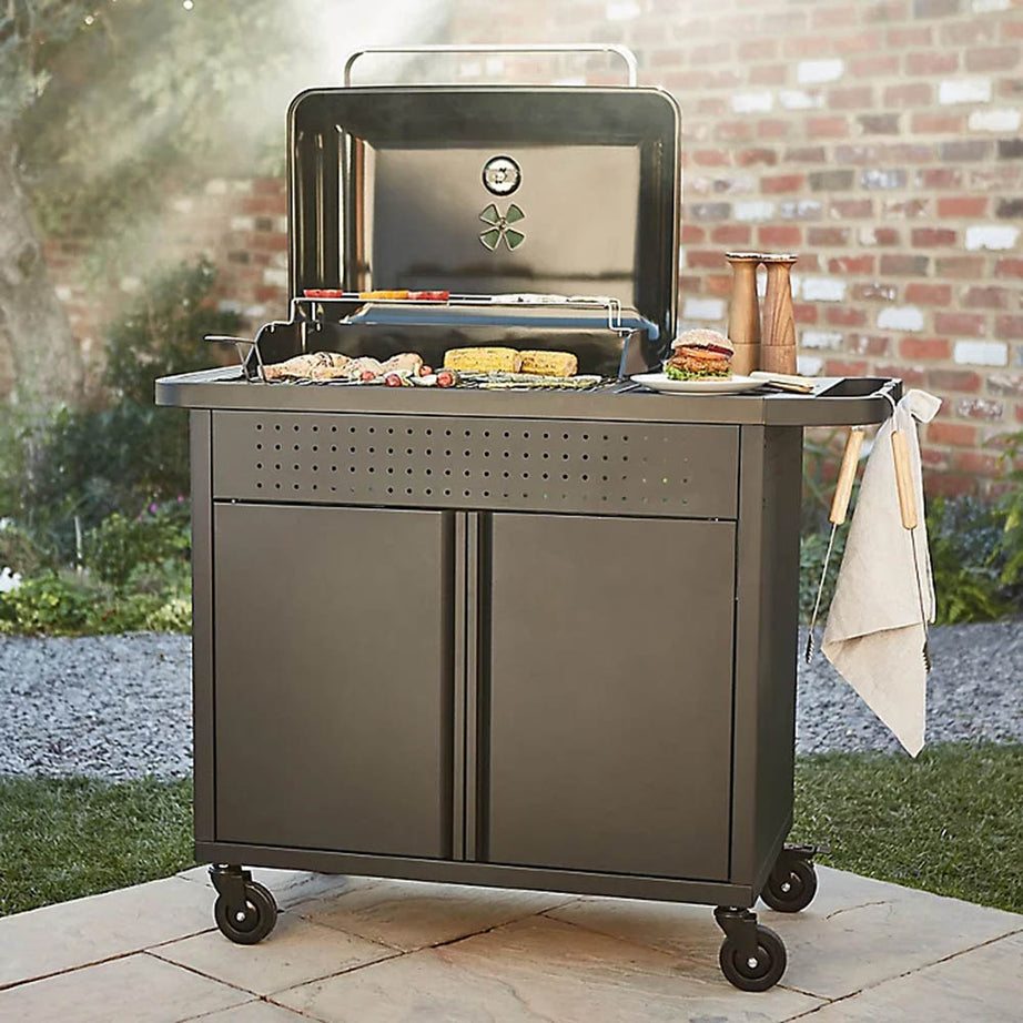 Barbecue Charcoal Grill Black Wheeled Portable Outdoor Garden Camping Storage - Image 8