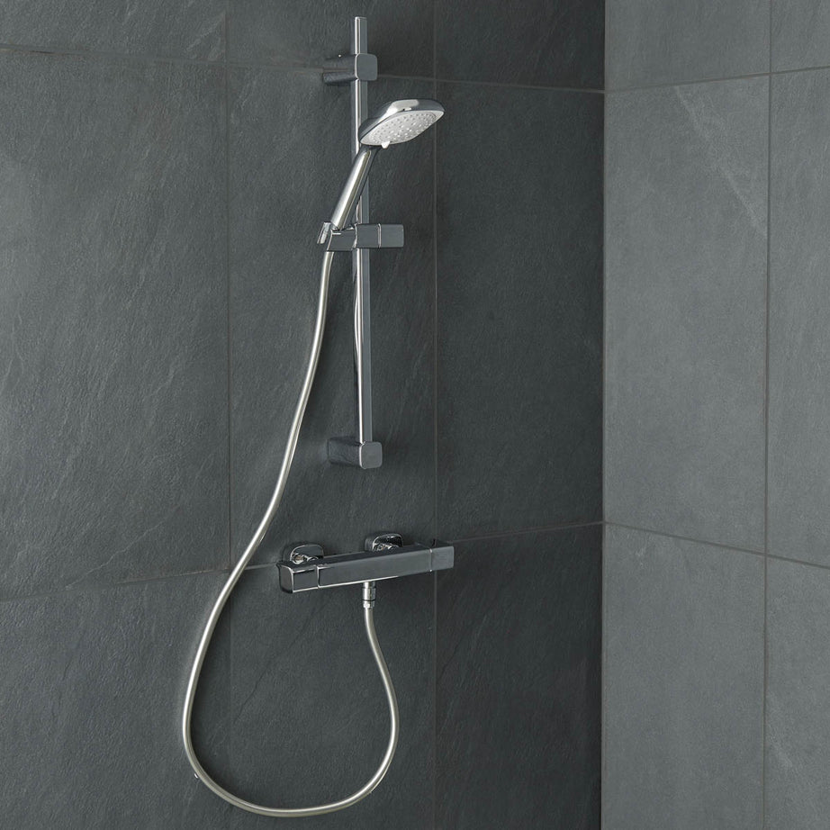 Thermostatic Mixer Shower 3 Spray Pattern Brass Square Head Modern Bathroom - Image 2
