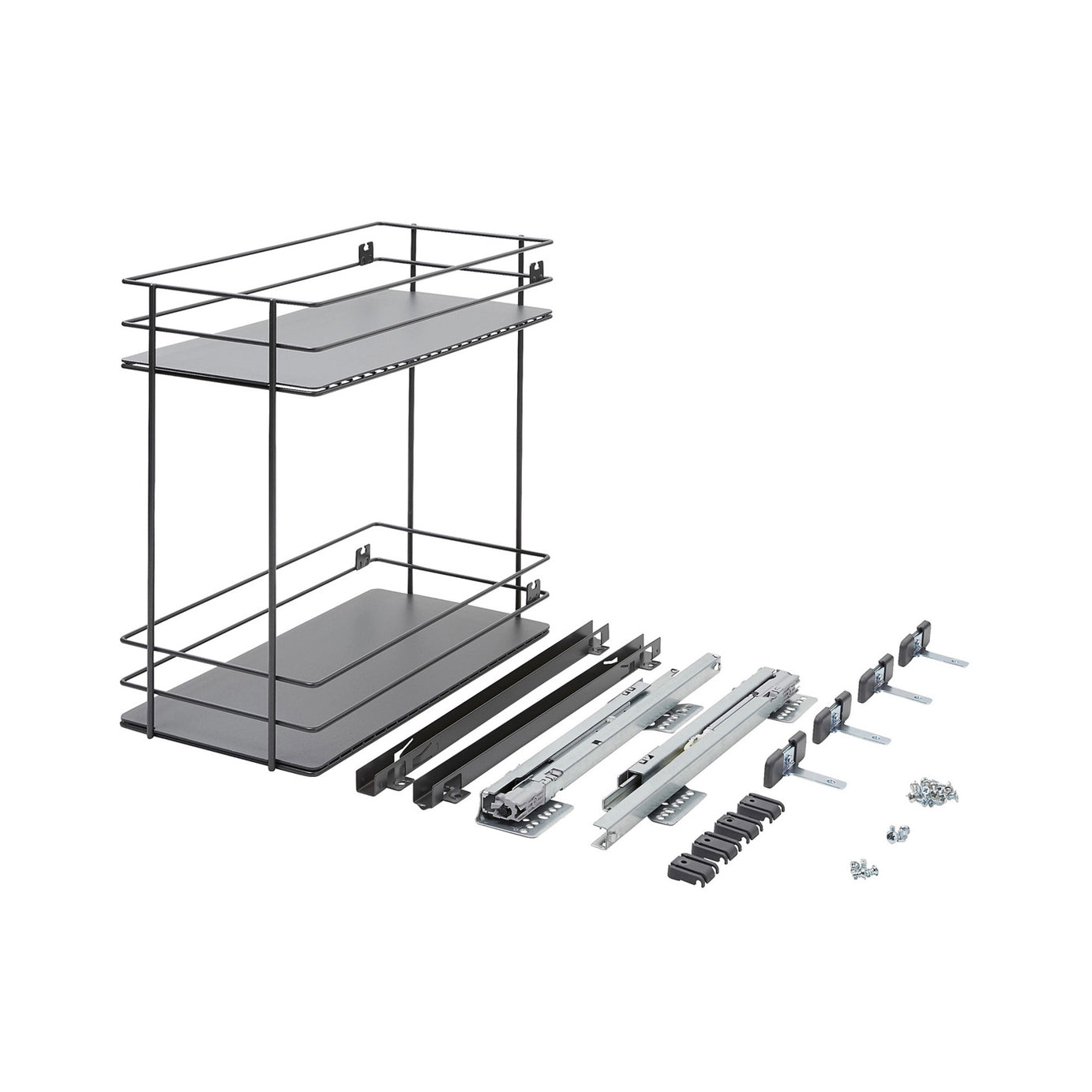 Pebre Universal Pull Out Storage System Soft Close Runners Anthracite 484x264mm - Image 1