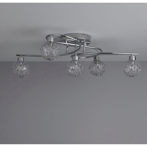 Ceiling Spotlight 5 Way Lamp Chrome Clear Ball Shades Modern Bedroom Living Room - Image 1