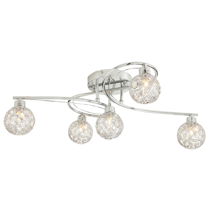 Ceiling Spotlight 5 Way Lamp Chrome Clear Ball Shades Modern Bedroom Living Room - Image 3