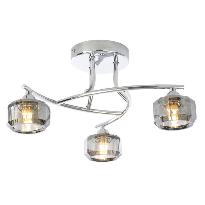 Ceiling Light Chandeliers 3 Way Lamp Chrome Effect Modern Living Room Bedroom - Image 1