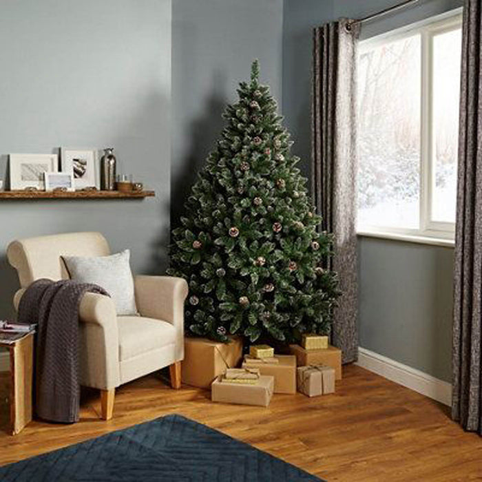 Artificial Christmas tree 7ft Rocky mountain Pine Green Flocked effect Hinged Full - Image 3