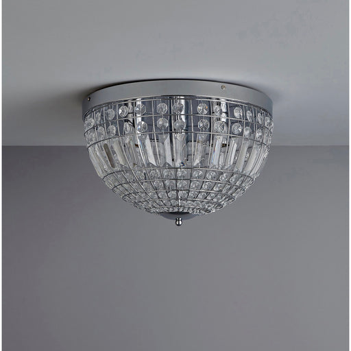 Kryos Ceiling Light 3 Lamp Glass Brushed Chrome Effect Living Room Lighting - Image 1