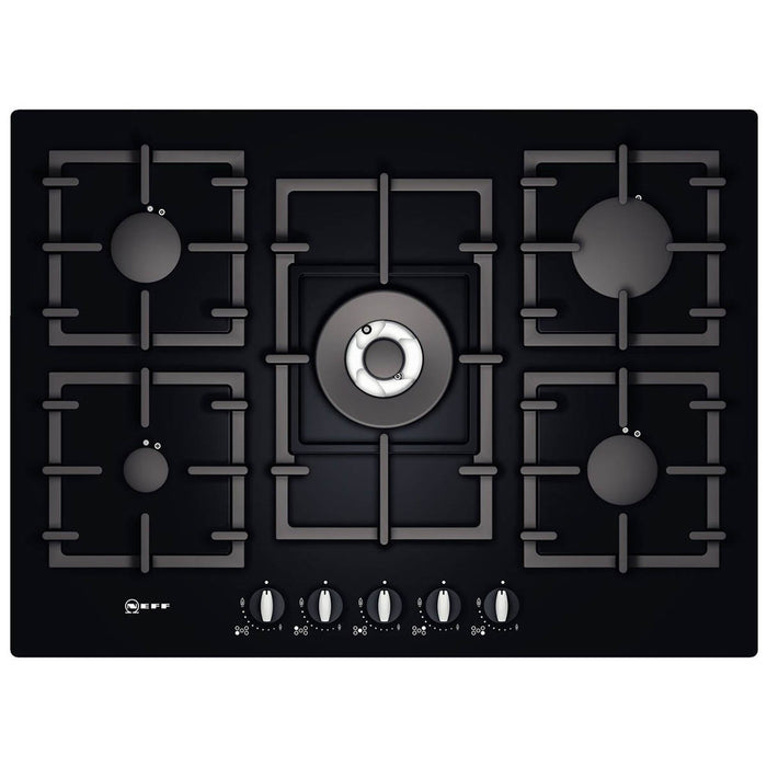 Neff Gas Hob 5 Burners T27CA59S0 Black Glass Automatic Ignition Kitchen 75.2cm - Image 1